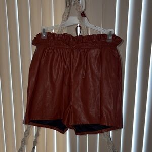 Women's Brown Leather Shorts